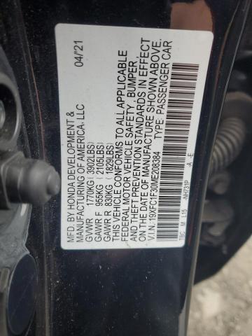 19XFC1F30ME208384 - 2021 HONDA CIVIC EX 黑色 照片 12