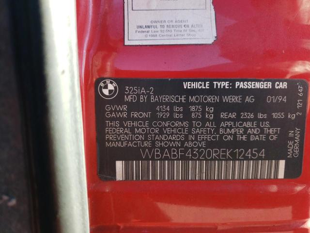 WBABF4320REK12454 - 1994 BMW 325 IS AUTOMATIC RED photo 13