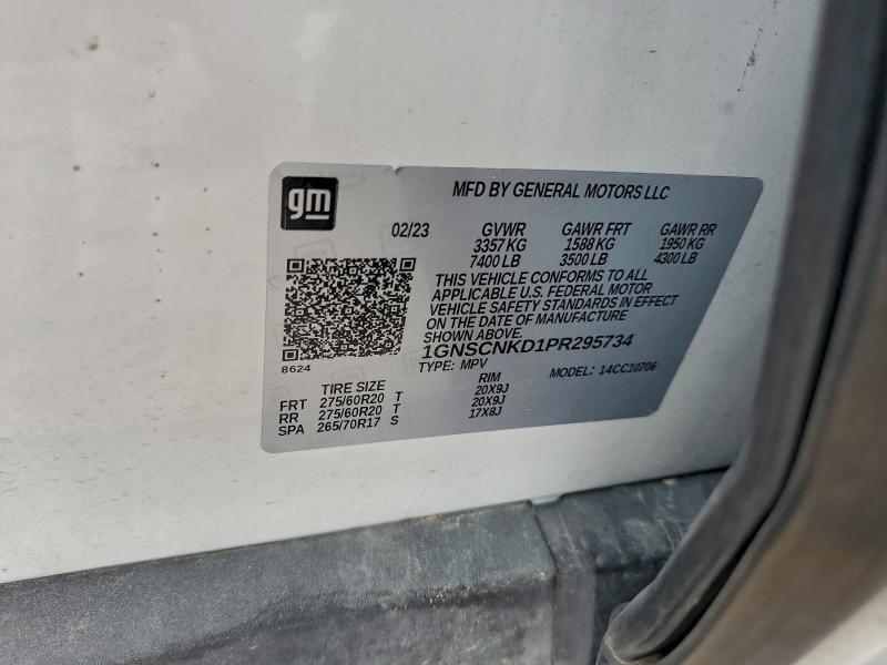 1GNSCNKD1PR295734 - 2023 CHEVROLET TAHOE C1500 LT თეთრი ფოტო 13