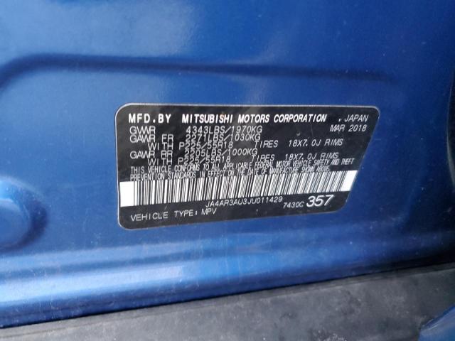 JA4AR3AU3JU011429 - 2018 MITSUBISHI OUTLANDER ES ლურჯი ფოტო 13