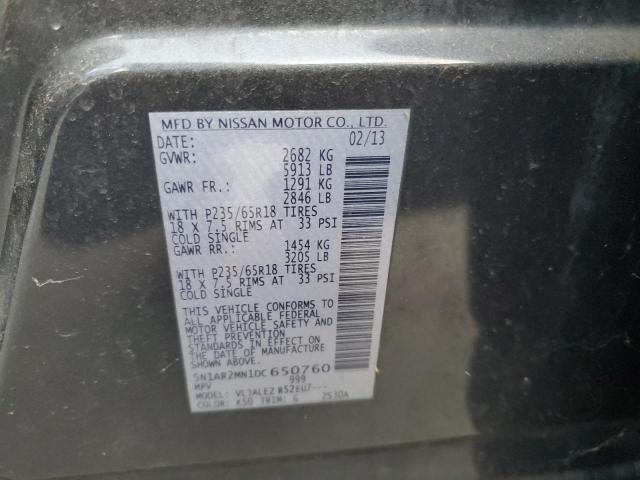 5N1AR2MN1DC650760 - 2013 NISSAN PATHFINDER S GRAY photo 12