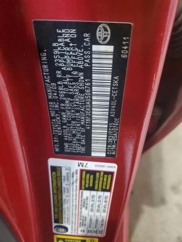4T1BF3EK0AU506761 - 2010 TOYOTA CAMRY BASE Czerwony zdjęcie 12