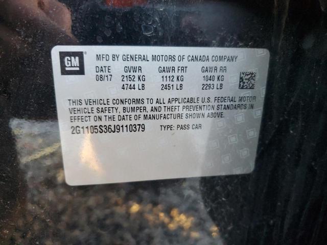 2G1105S36J9110379 - 2018 CHEVROLET IMPALA LT 黑色 照片 12