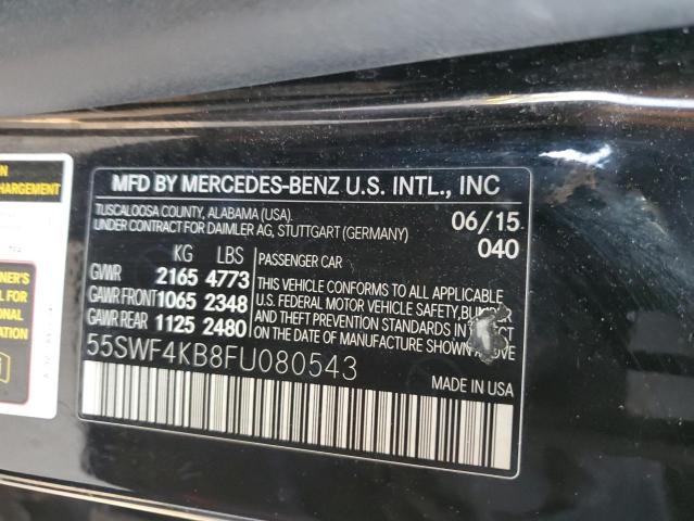 55SWF4KB8FU080543 - 2015 MERCEDES-BENZ C 300 4MATIC BLACK photo 12