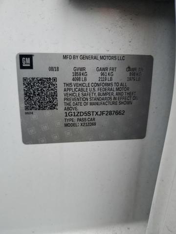 1G1ZD5STXJF287662 - 2018 CHEVROLET MALIBU LT თეთრი ფოტო 12