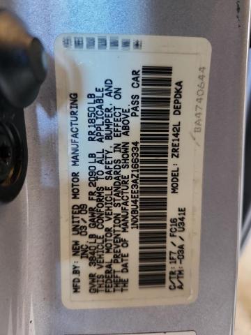 1NXBU4EE3AZ166334 - 2010 TOYOTA COROLLA BASE SILVER photo 12