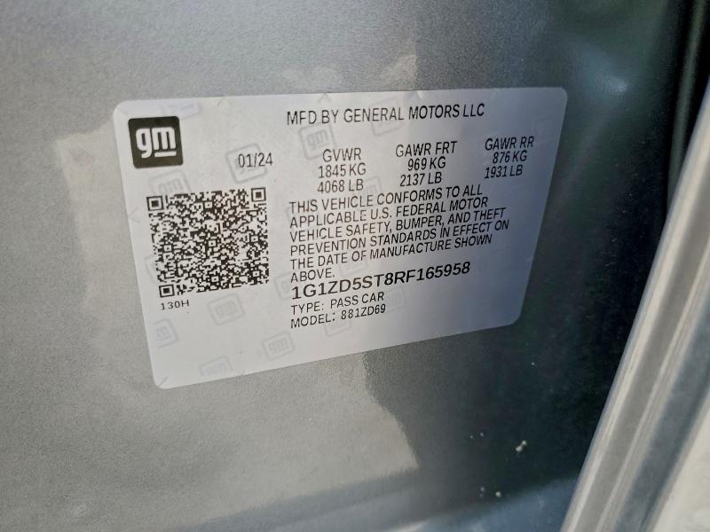 1G1ZD5ST8RF165958 - 2024 CHEVROLET MALIBU LT SILVER photo 12