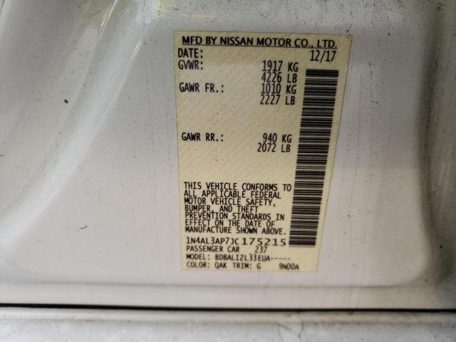 1N4AL3AP7JC175215 - 2018 NISSAN ALTIMA 2.5 WHITE photo 12