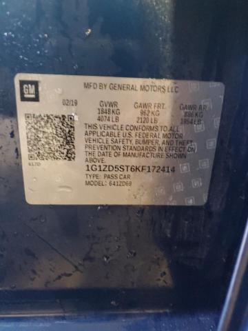 1G1ZD5ST6KF172414 - 2019 CHEVROLET MALIBU LT 蓝色 照片 13