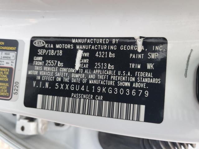 5XXGU4L19KG303679 - 2019 KIA OPTIMA EX Weiß Foto 13