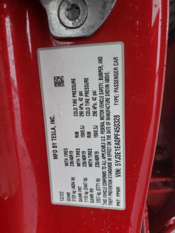 5YJ3E1EA0PF450328 - 2023 TESLA MODEL 3 Կարմիր լուսանկար 12