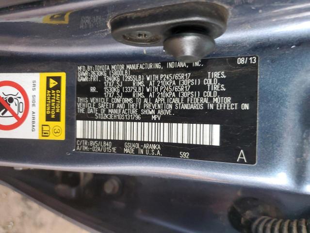 5TDZK3EH1DS131796 - 2013 TOYOTA HIGHLANDER BASE Կապույտ լուսանկար 13