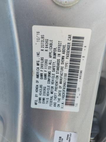 1HGCR3F80HA013789 - 2017 HONDA ACCORD EXL SILVER photo 12