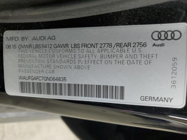 WAUFGAFC7GN064835 - 2016 AUDI A6 PREMIUM PLUS შავი ფოტო 12