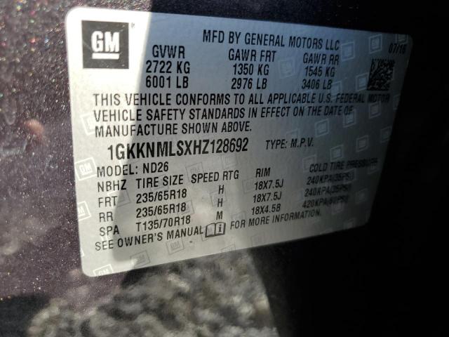 1GKKNMLSXHZ128692 - 2017 GMC ACADIA SLT-1 GRAY photo 13