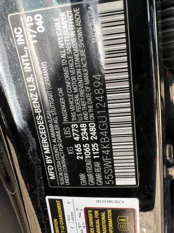 55SWF4KB4GU124894 - 2016 MERCEDES-BENZ C 300 4MATIC BLACK photo 10