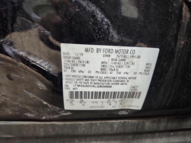 1FMSK8DH5LGB09868 - 2020 FORD EXPLORER XLT BLACK photo 14