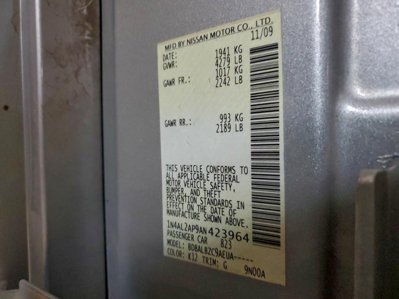 1N4AL2AP9AN423964 - 2010 NISSAN ALTIMA BASE SILVER photo 13