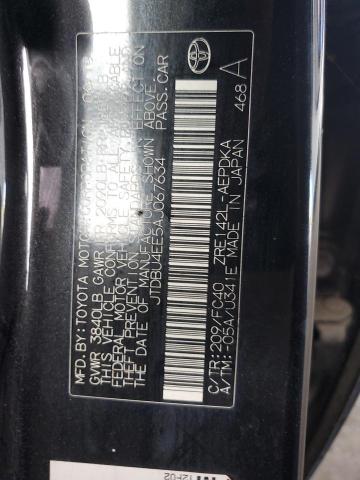 JTDBU4EE5AJ067634 - 2010 TOYOTA COROLLA BASE Чорний фото 12