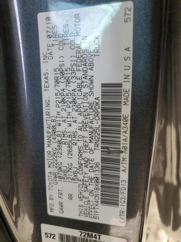 5TFTX4CN1BX001336 - 2011 TOYOTA TACOMA ACCESS CAB Qara foto 12