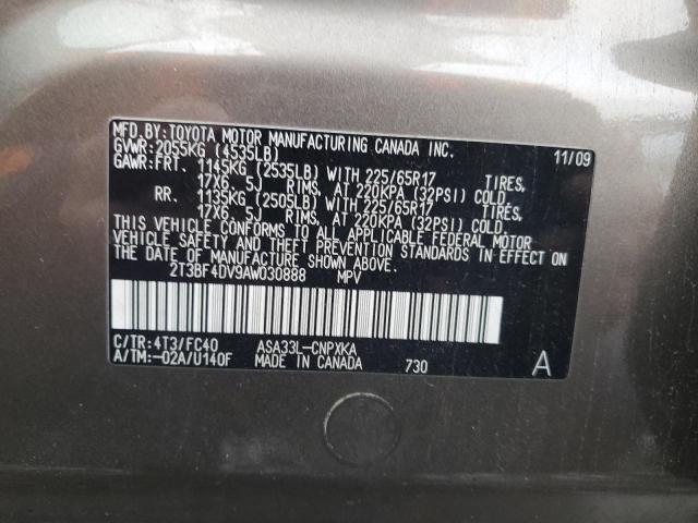 2T3BF4DV9AW030888 - 2010 TOYOTA RAV4 TAN photo 13