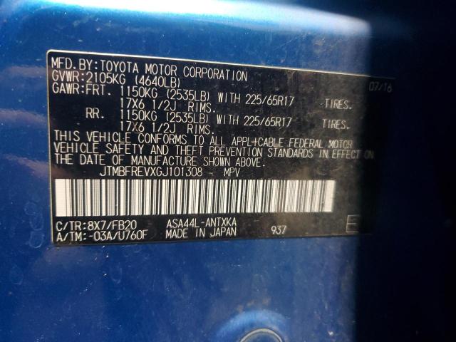 JTMBFREVXGJ101308 - 2016 TOYOTA RAV4 LE BLUE photo 13