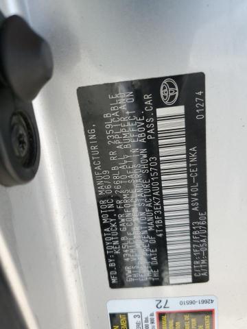 4T1BF3EK7AU015703 - 2010 TOYOTA CAMRY BASE SILVER photo 13