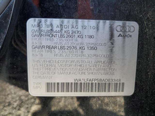 WA1LFAFP5BA063348 - 2011 AUDI Q5 PREMIUM PLUS შავი ფოტო 13