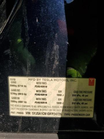 5YJSA1CN1DFP24726 - 2013 TESLA MODEL S BLUE photo 12