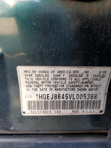 1HGEJ8645VL005388 - 1997 HONDA CIVIC EX GREEN photo 12