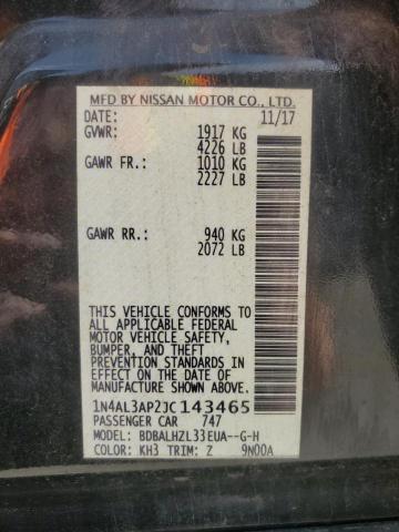 1N4AL3AP2JC143465 - 2018 NISSAN ALTIMA 2.5 შავი ფოტო 12