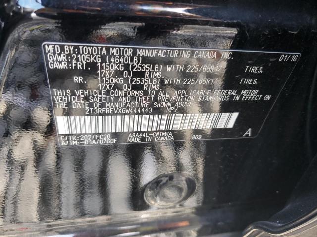 2T3RFREVXGW444443 - 2016 TOYOTA RAV4 XLE BLACK photo 14