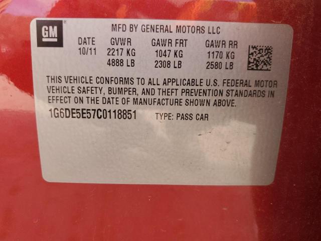 1G6DE5E57C0118851 - 2012 CADILLAC CTS LUXURY COLLECTION Czerwony zdjęcie 13