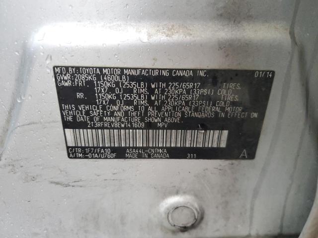 2T3RFREV8EW141609 - 2014 TOYOTA RAV4 XLE SILVER photo 13