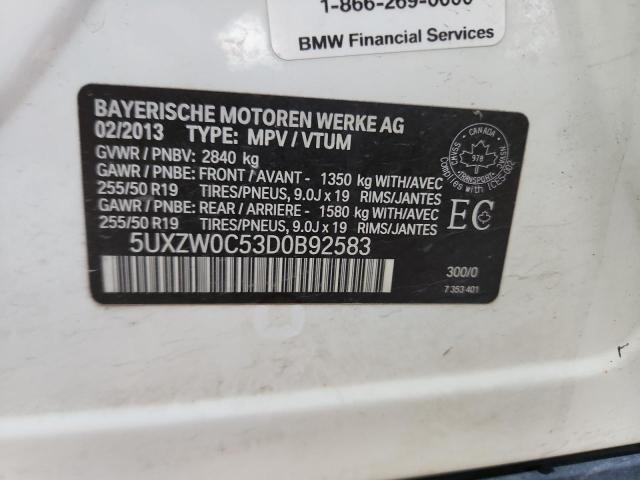 5UXZW0C53D0B92583 - 2013 BMW X5 XDRIVE35D WHITE photo 14