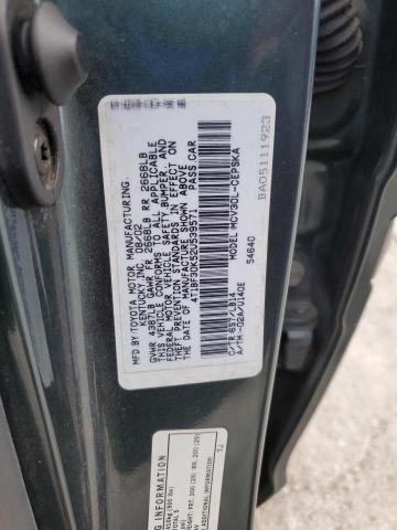 4T1BF30K52U539571 - 2002 TOYOTA CAMRY LE GREEN photo 12