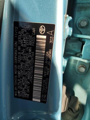 JTDKDTB34C1029764 - 2012 TOYOTA PRIUS C ლურჯი ფოტო 12