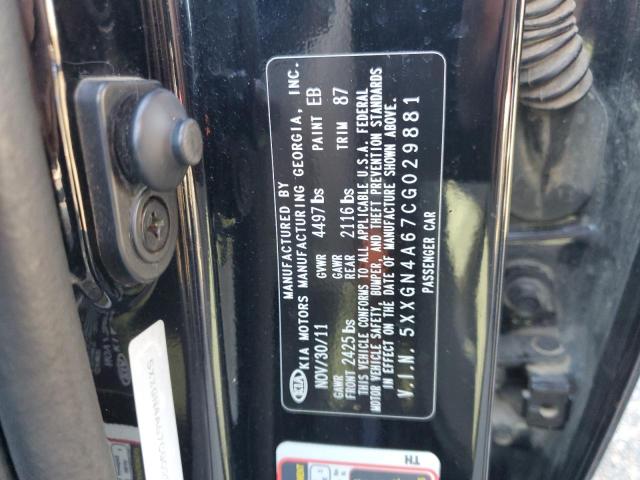 5XXGN4A67CG029881 - 2012 KIA OPTIMA EX BLACK photo 12