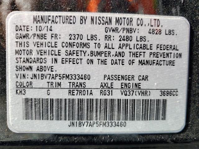 JN1BV7AP5FM333460 - 2015 INFINITI Q50 BASE BLACK photo 12