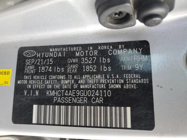 KMHCT4AE9GU024110 - 2016 HYUNDAI ACCENT SE SILVER photo 12
