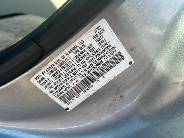 5FNRL38777B046888 - 2007 HONDA ODYSSEY EXL GRAY photo 10