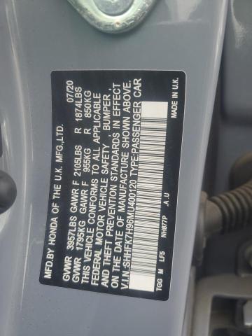 SHHFK7H96MU400120 - 2021 HONDA CIVIC SPORT TOURING GRAY photo 12