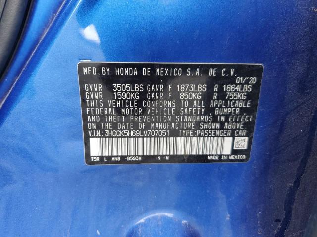 3HGGK5H69LM707051 - 2020 HONDA FIT SPORT BLUE photo 13