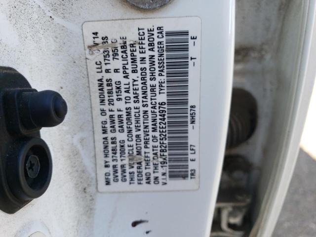 19XFB2F52EE244976 - 2014 HONDA CIVIC LX 白色 照片 12