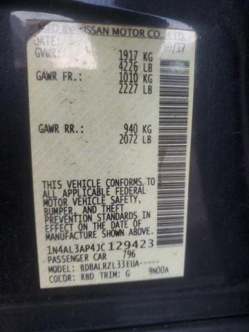 1N4AL3AP4JC129423 - 2018 NISSAN ALTIMA 2.5 CHARCOAL photo 12