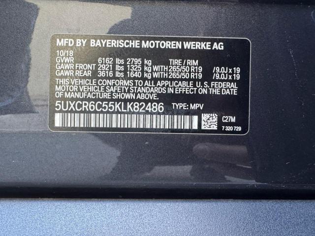 5UXCR6C55KLK82486 - 2019 BMW X5 XDRIVE40I GRAY photo 10