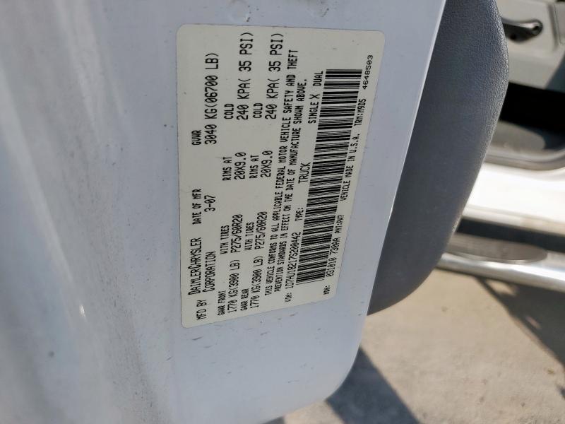 1D7HU18217S200442 - 2007 DODGE RAM 1500 ST WHITE photo 12