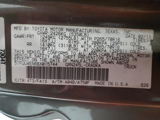 5TFUU4EN6BX015744 - 2011 TOYOTA TACOMA ACCESS CAB Brązowy zdjęcie 12