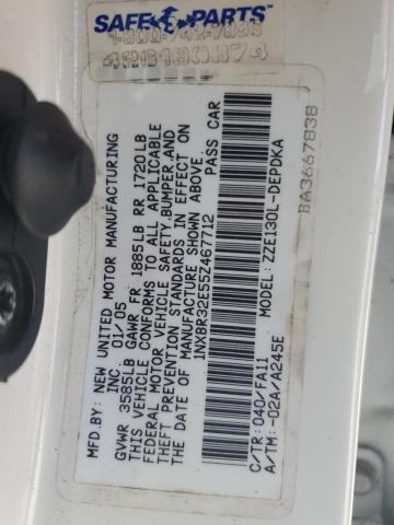 1NXBR32E55Z467712 - 2005 TOYOTA COROLLA CE 白色 照片 12