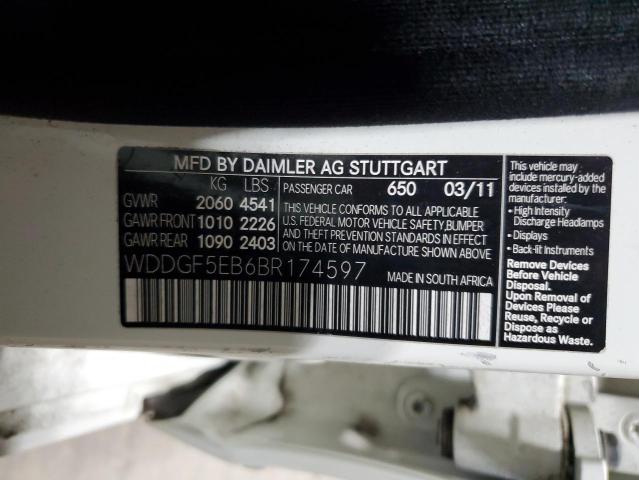 WDDGF5EB6BR174597 - 2011 MERCEDES-BENZ C 300 თეთრი ფოტო 12